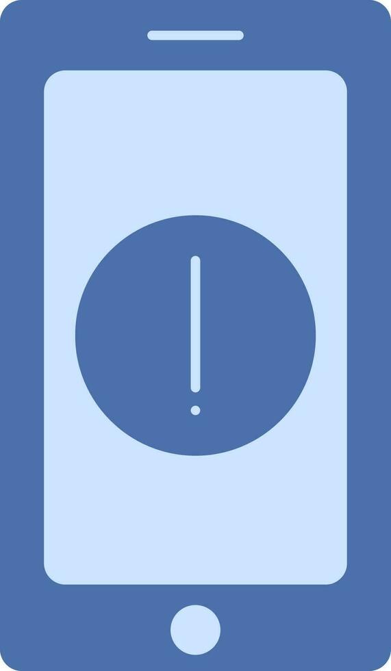 Smartphone With Warning Icon In Blue Color. vector