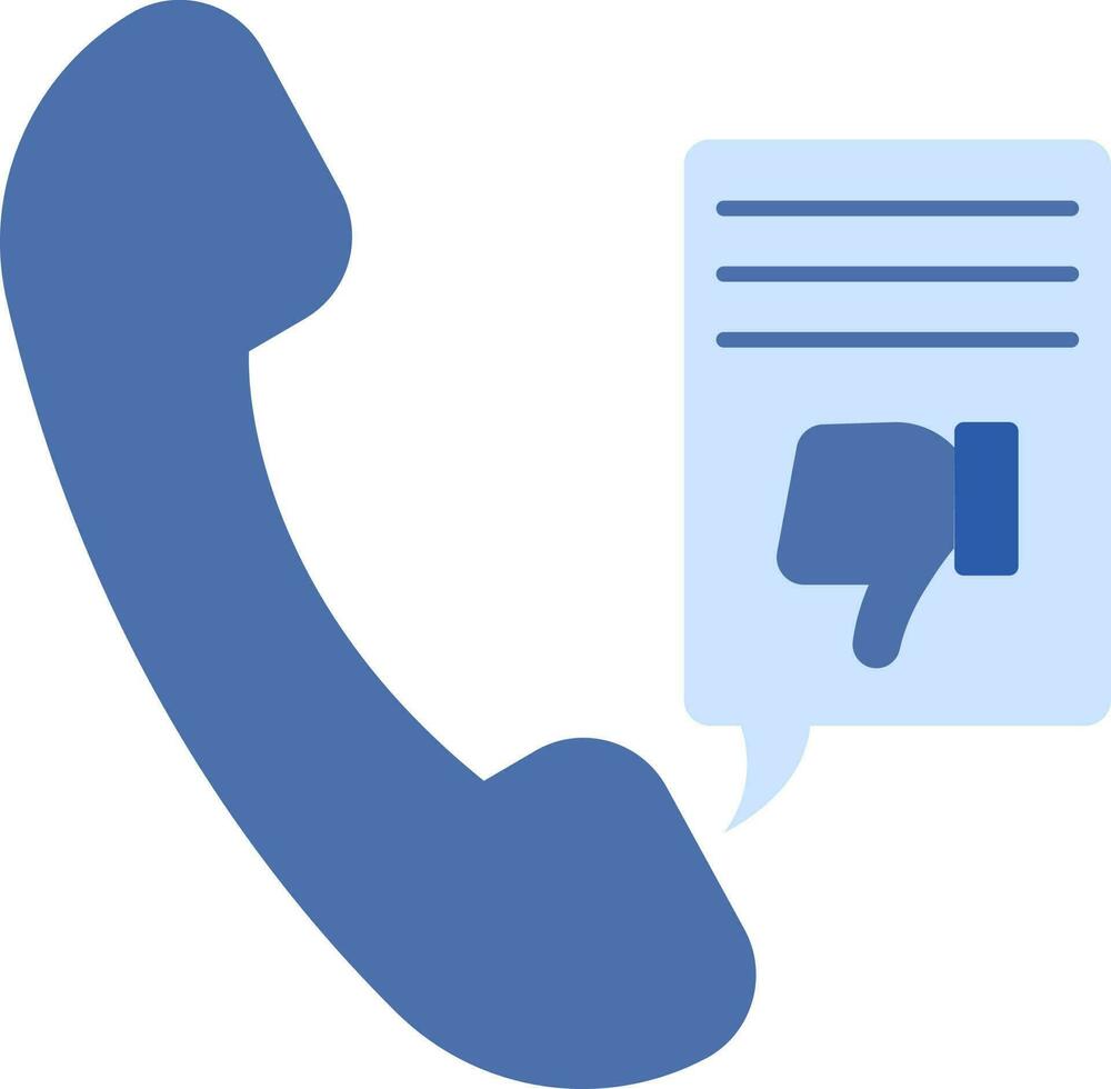 Dislike Call Icon In Blue Color. vector