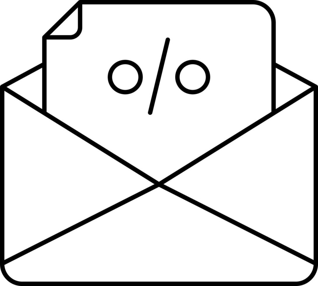 Discount Mail Icon In Line Art. vector