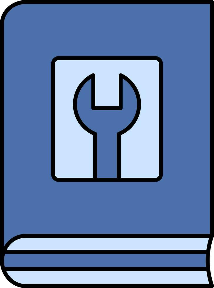 Mechanical Book Icon In Blue Color. vector