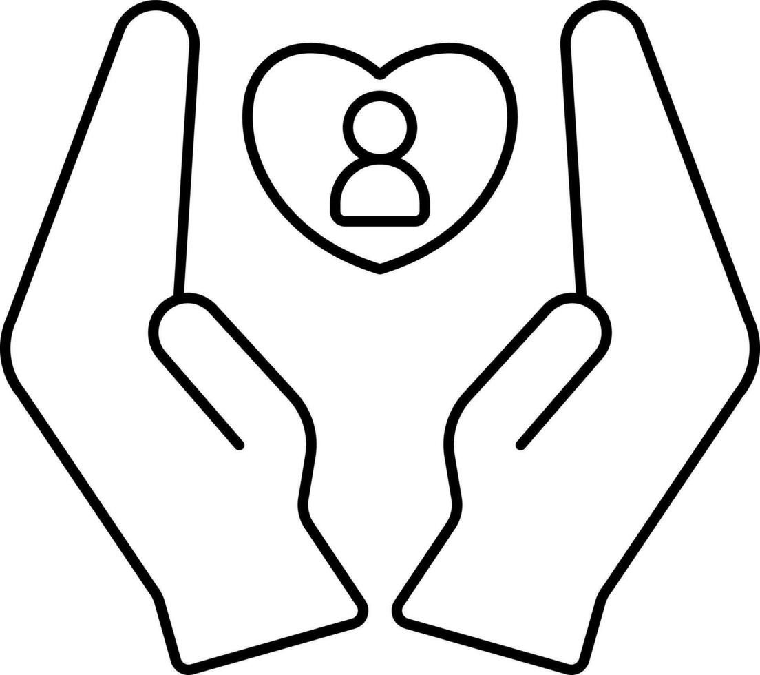 Human Care Icon In Black Outline. vector