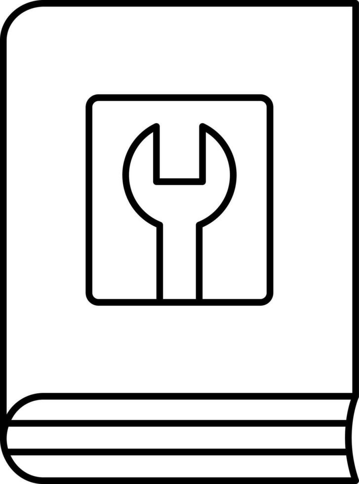 Mechanical Book Icon In Thin Line Art. vector