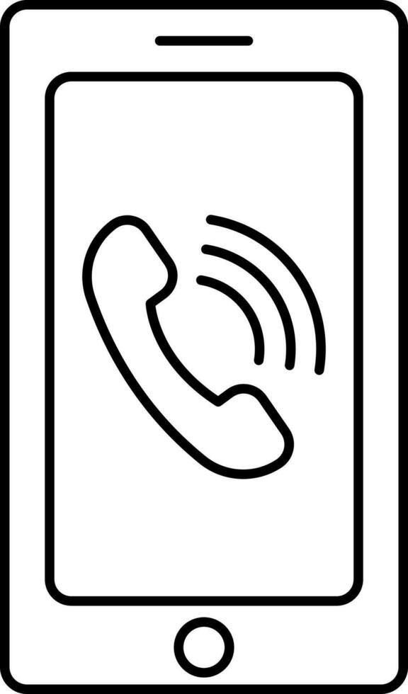 Mobile Call Icon In Black Line Art. vector
