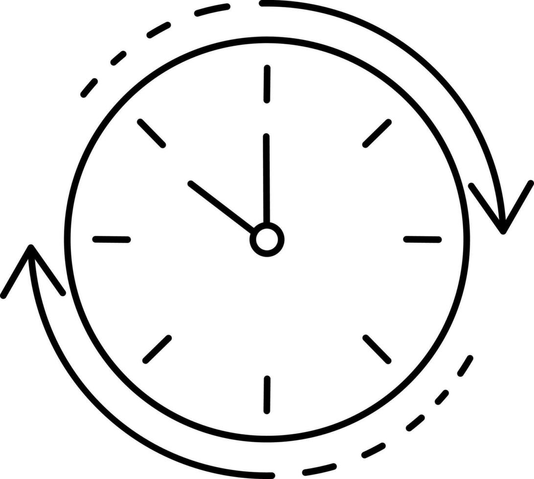 Clock Icon In Black Outline. vector