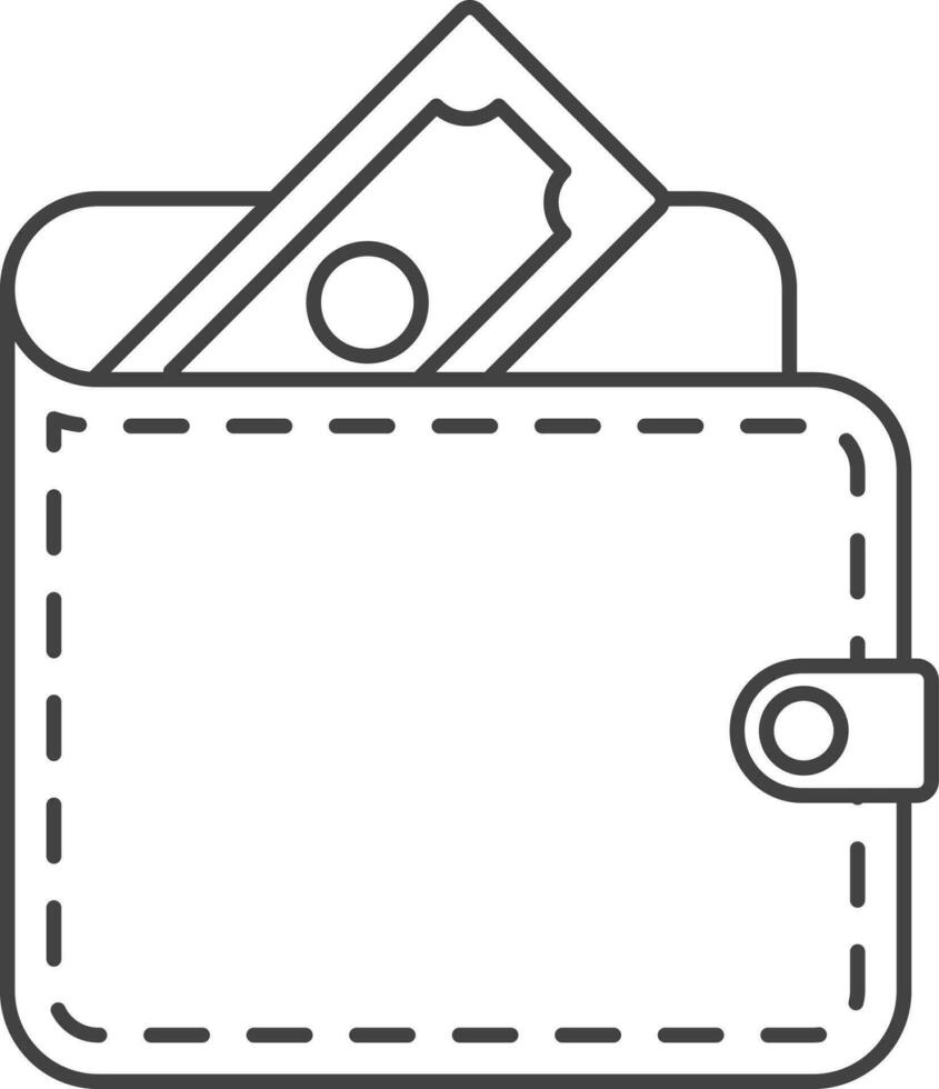 Illustration Of Wallet Icon In Outline Style. vector