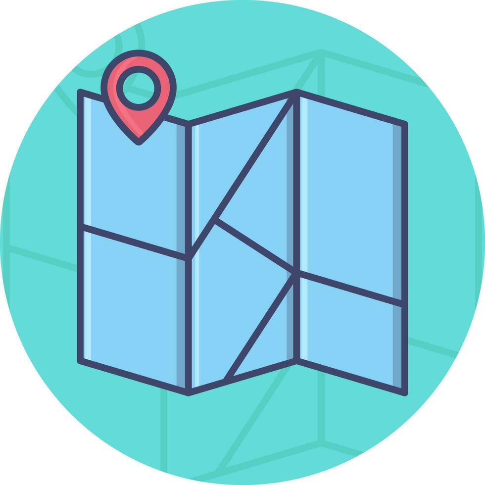 Map Navigation Icon On Blue Background. vector