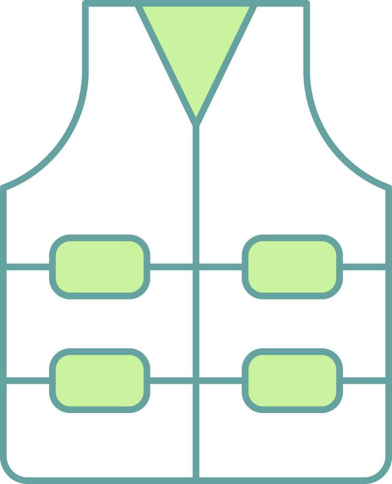 Lifeguard Vest Icon In Green And White Color. vector