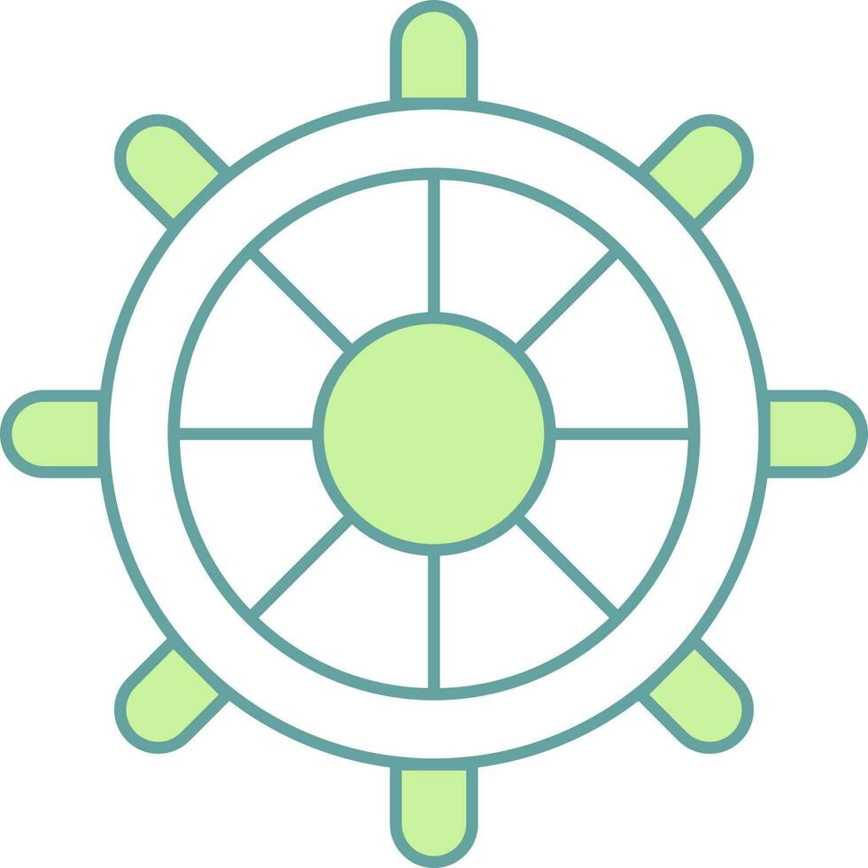 Ship Steering Wheel Icon In Flat Style. vector