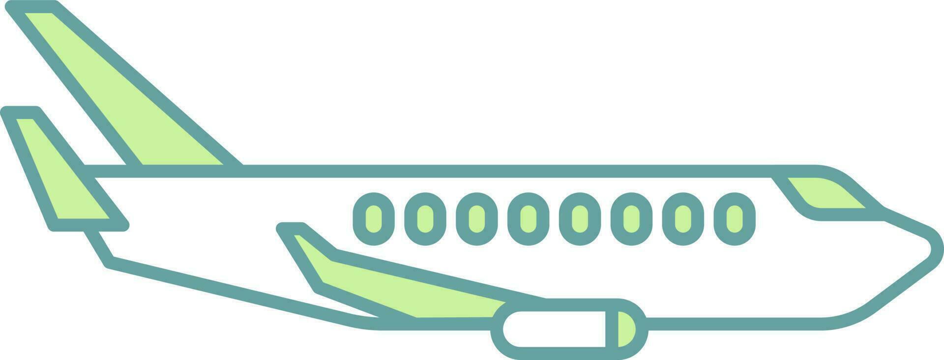 Airplane Icon In Green And White Color. vector