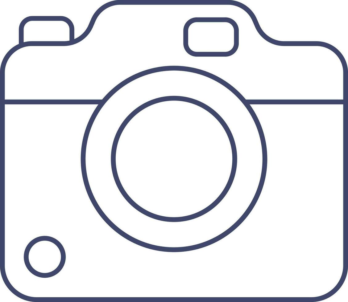 Camera Icon In Blue Line Art. vector