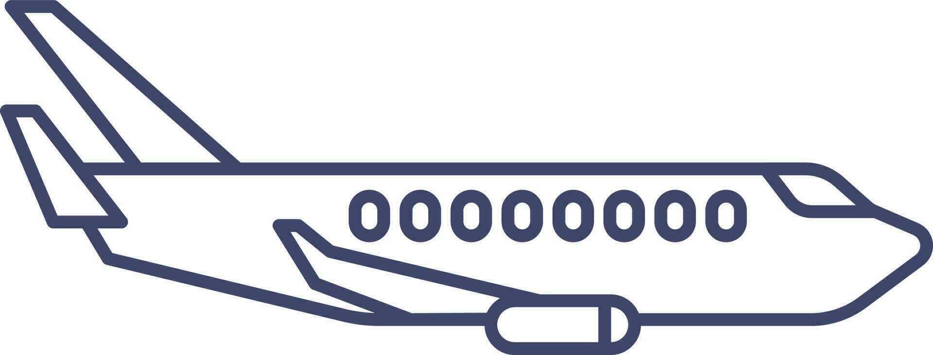Airplane Icon In Blue Line Art. vector