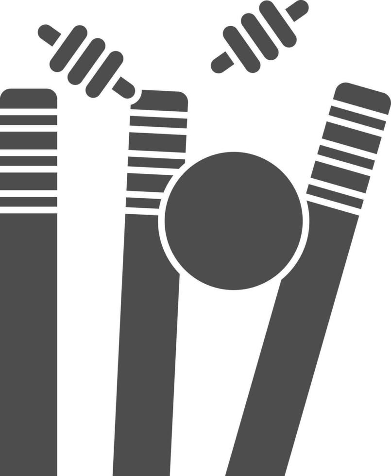 Cricket Ball Hitting Stumps Icon In Gray And White Color. vector