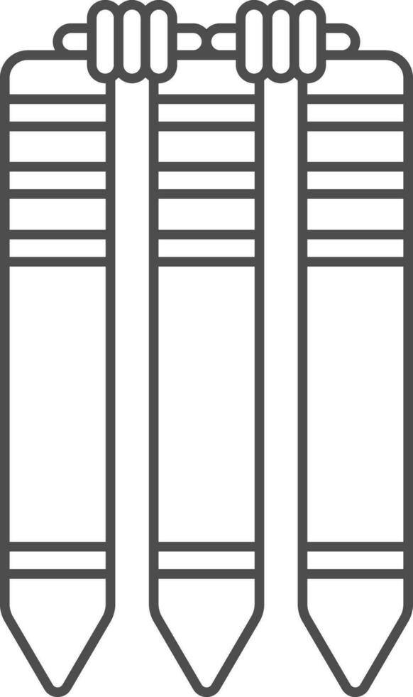 Cricket Stumps Icon In Black Outline. vector