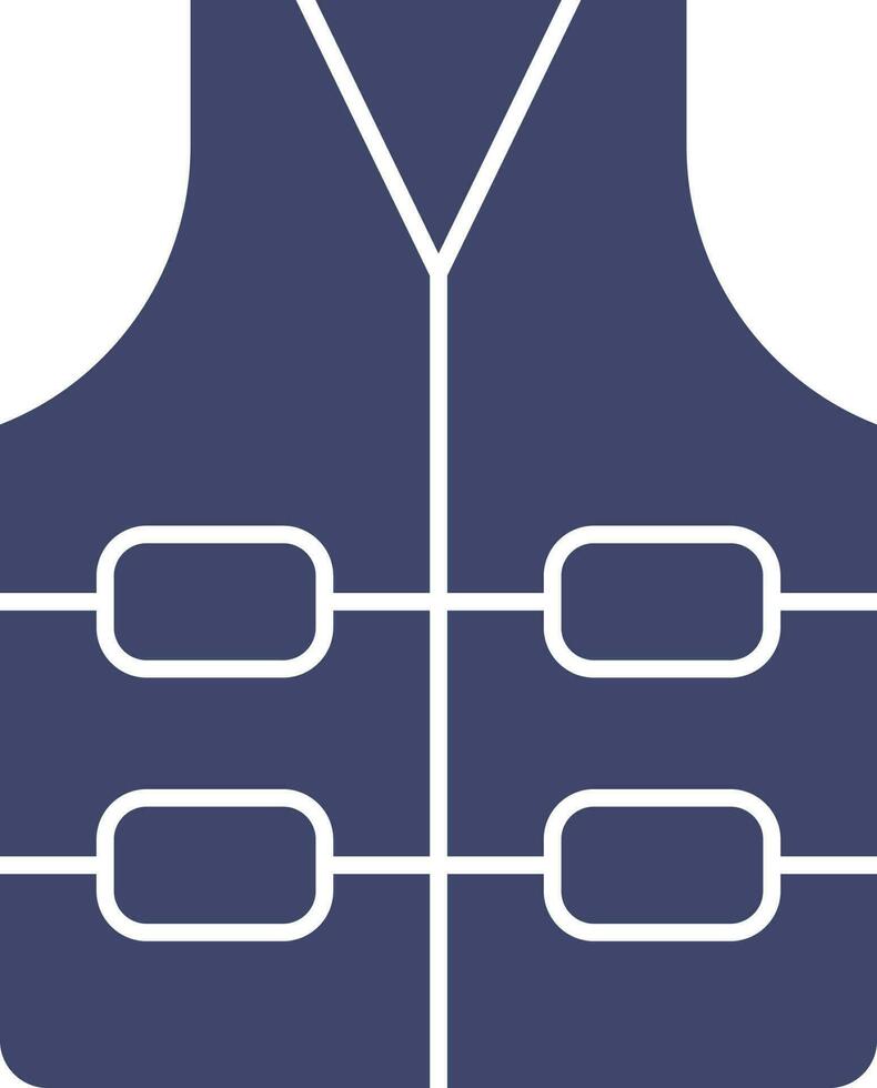 Blue And White Vest Icon In Flat Style. vector