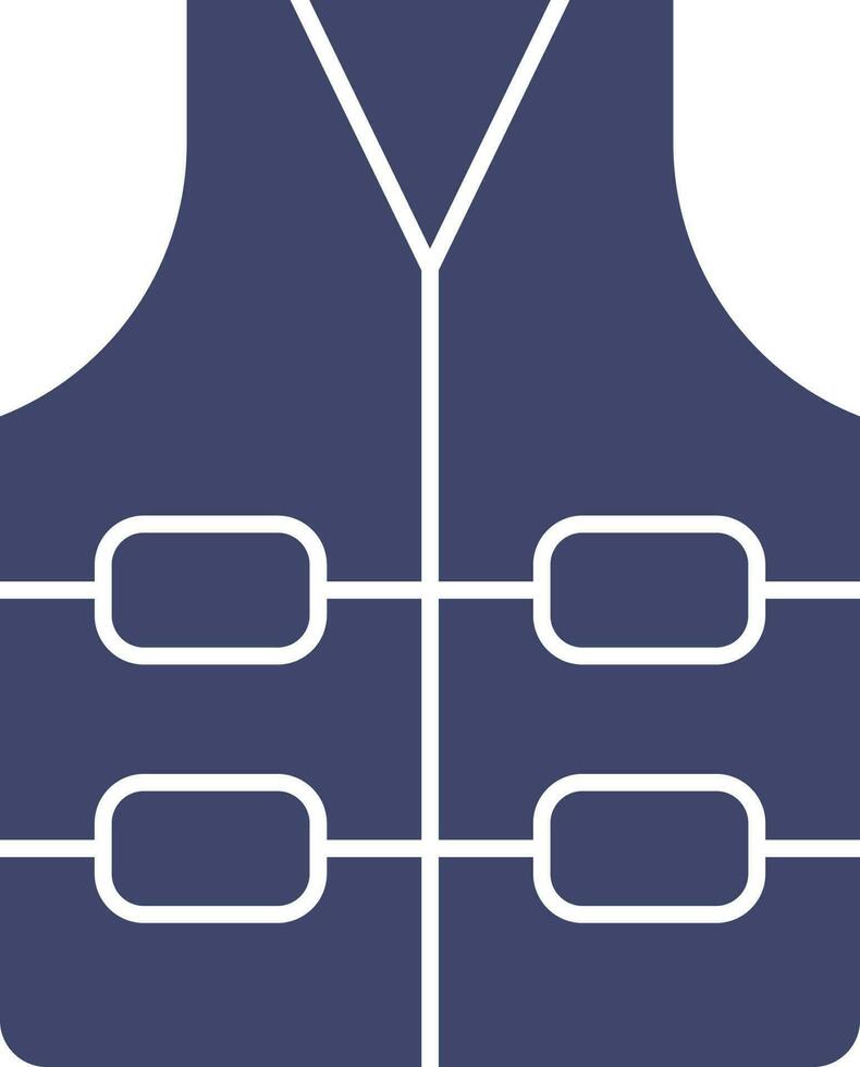 Blue And White Vest Icon In Flat Style. vector