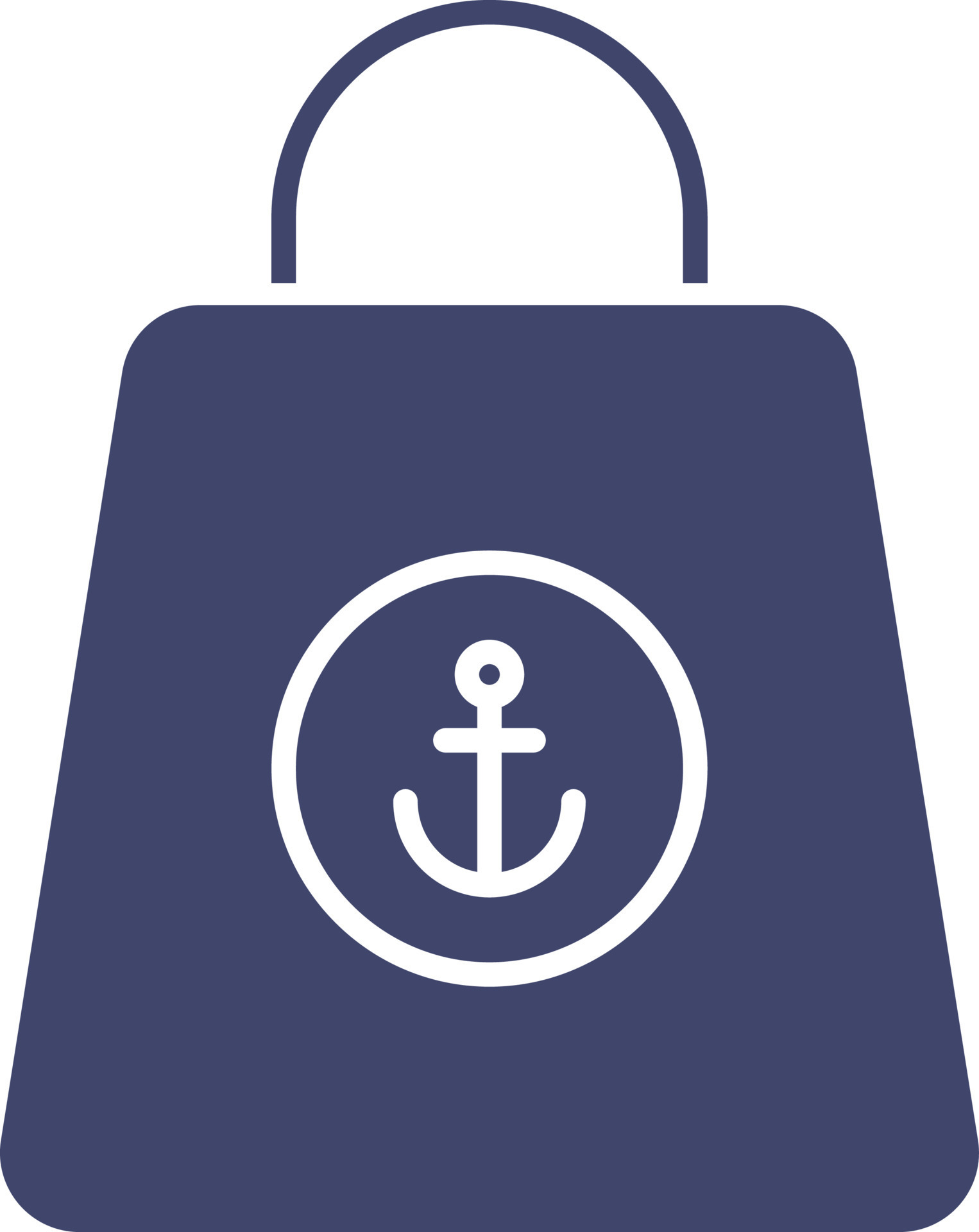 Carry Bag With Anchor Symbol Icon In Flat Style. 24192105 Vector Art at ...