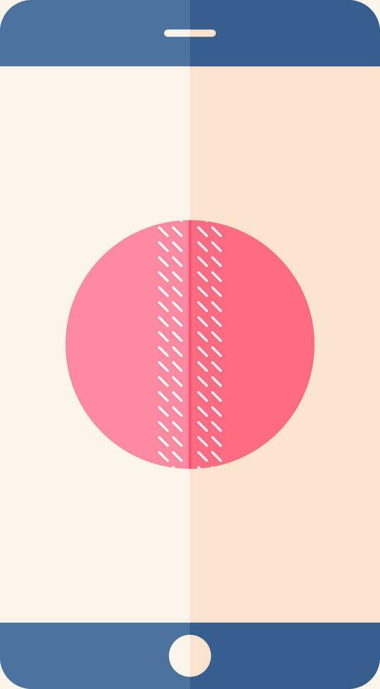 Cricket Ball In Smartphone Icon. vector