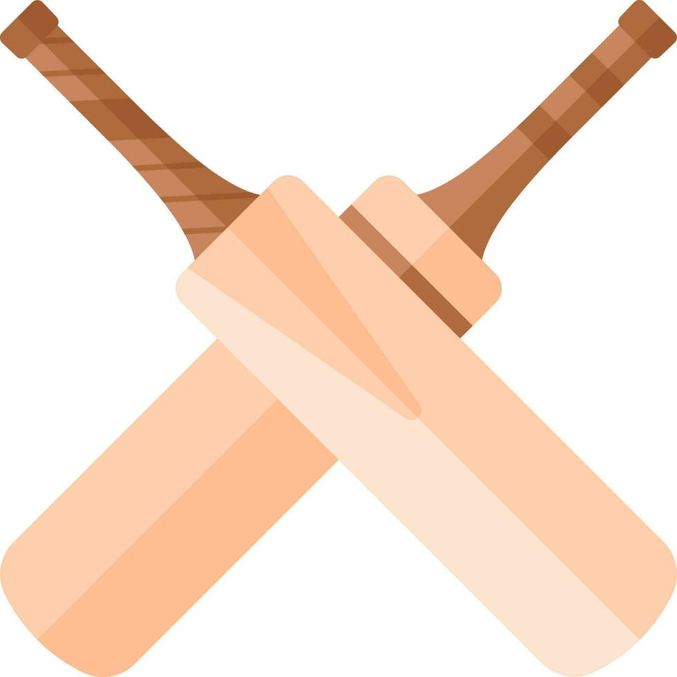 Crossed Cricket Bats Icon In Brown And Orange Color. vector