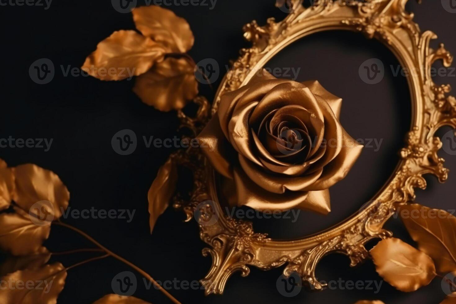 golden rose frame, middle space is empty. photo