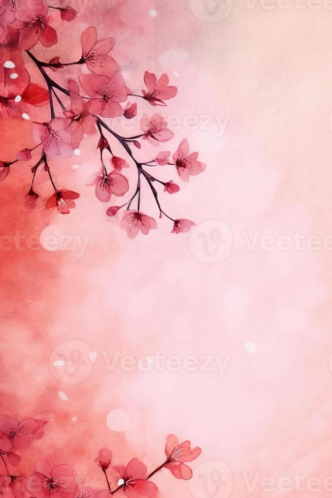 light pink background paper texture tiny petal flower painting in watercolor style. photo
