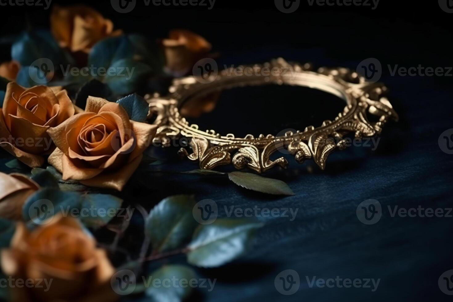 golden rose frame, middle space is empty. photo