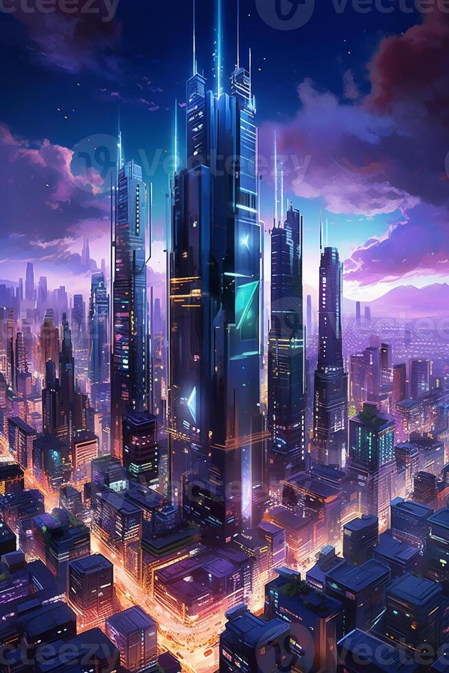 Architectural cityscape designs showcasing a futuristic metropolis. photo