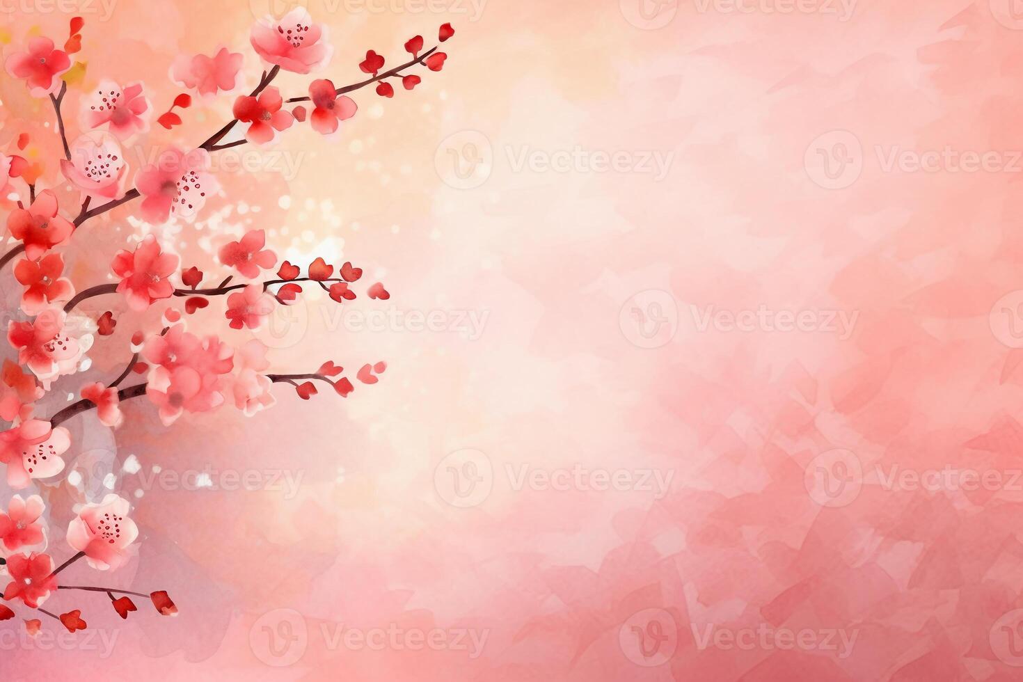 light pink background paper texture tiny petal flower painting in watercolor style. photo