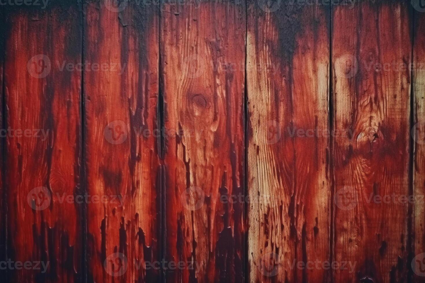 Horror wood blood stain background, grunge rough wooden plank wallpaper. photo