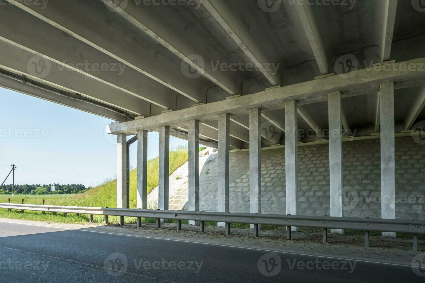 concrete columns like pillars of an automobile bridge photo