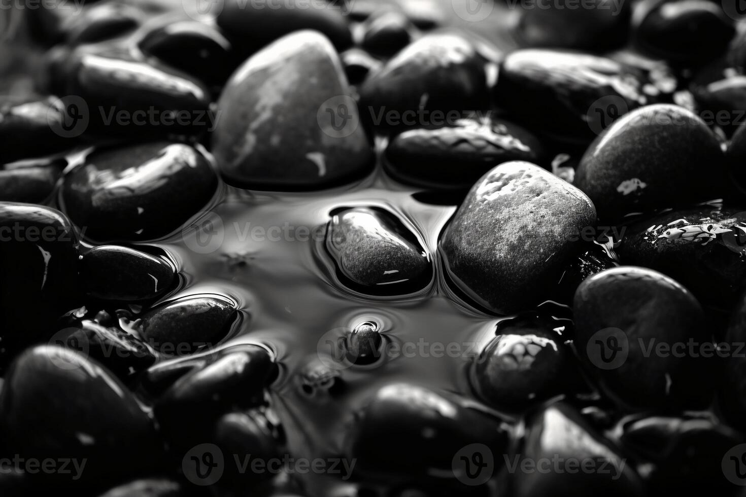 Black and White Cristal stones like ocean in water. photo