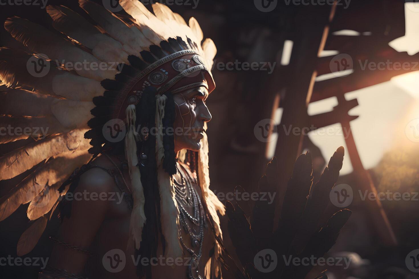 native Americans. portrait of Americans Indian man. Neural network photo