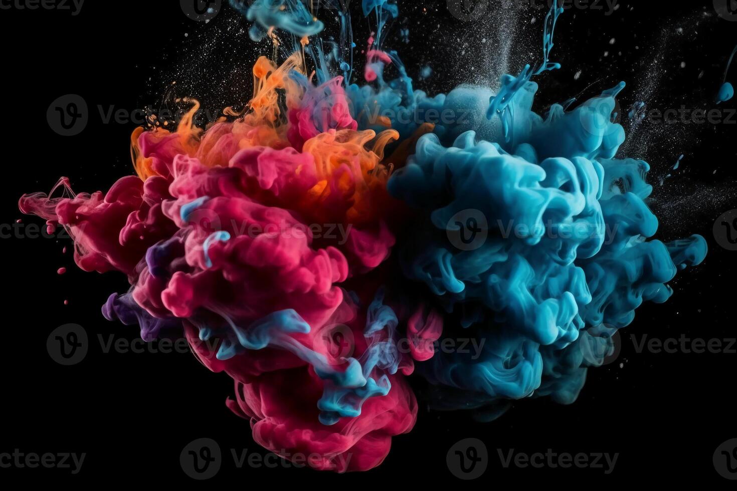 Paint drop. Ink water. Explosion smoke. photo