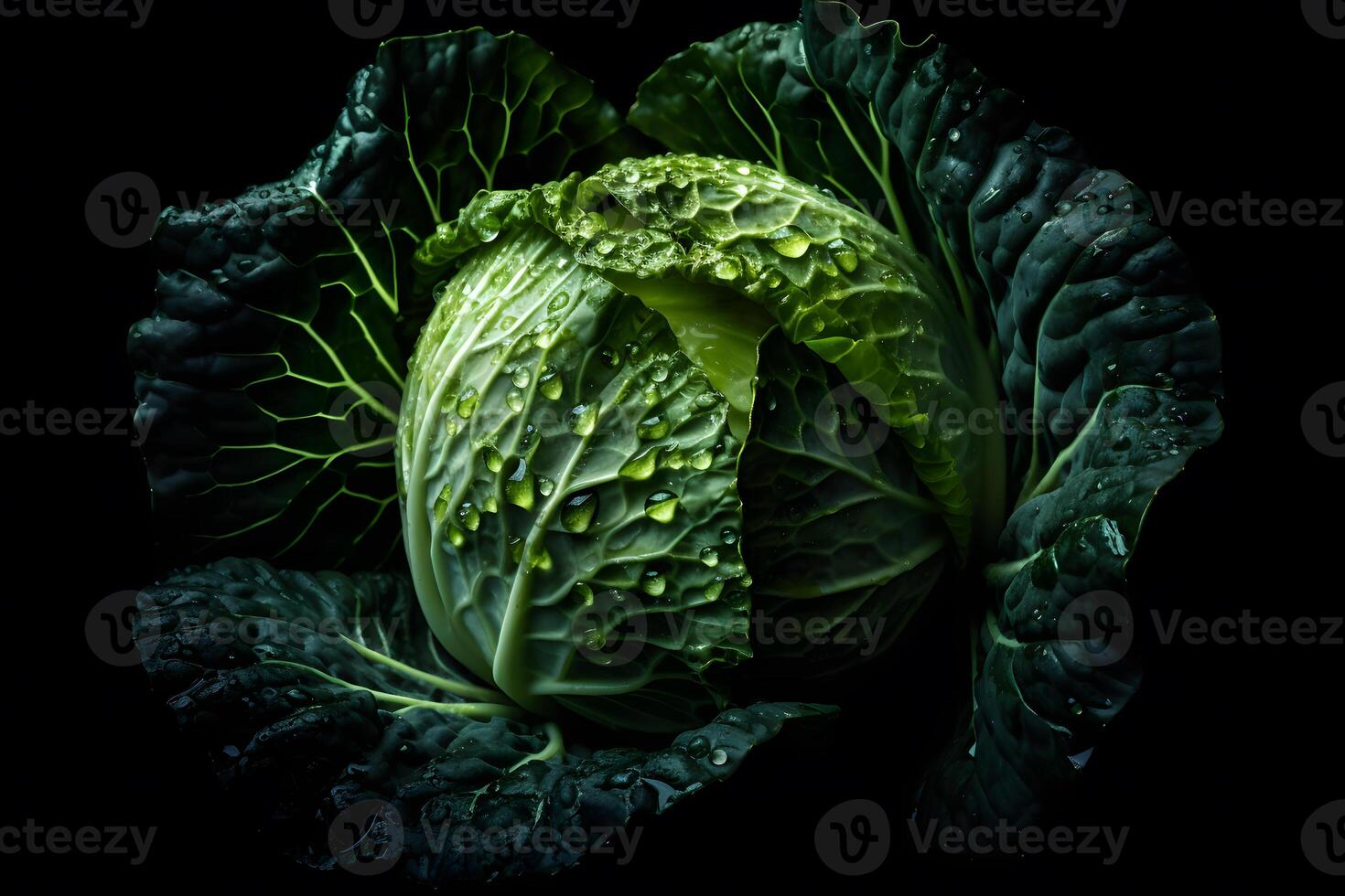 Cabbage on a black background. Neural network photo