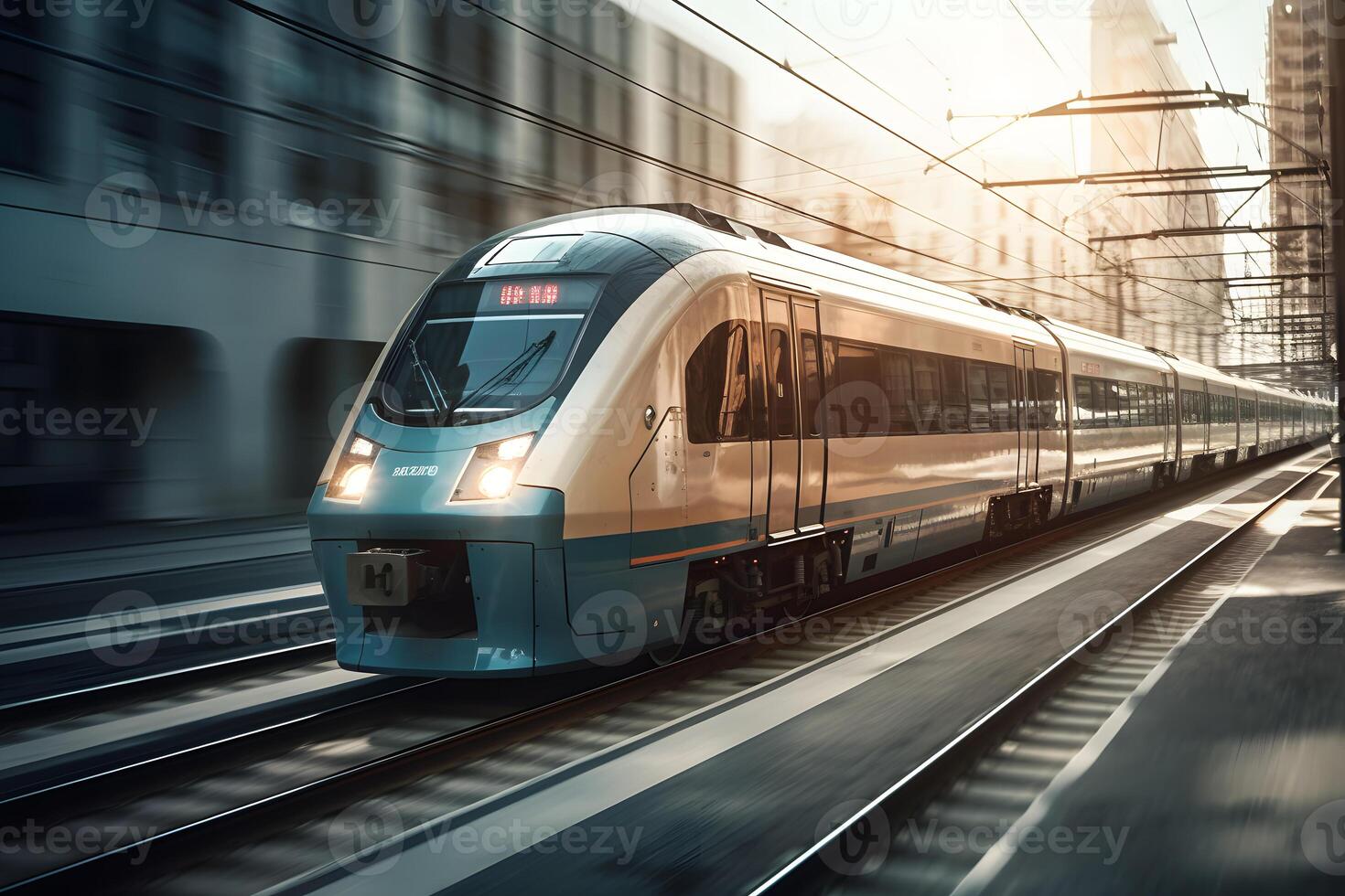 Modern high speed train. Neural network photo