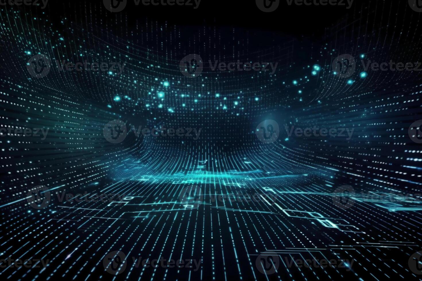 big data, internet network, digital technology with binary computer code on virtual screen, illustration. photo