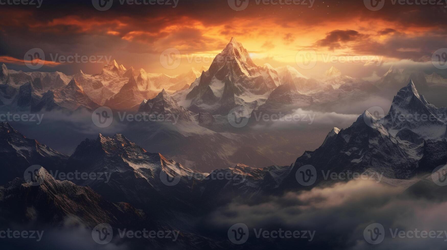 a mount everest, snow and magestic landscape. photo