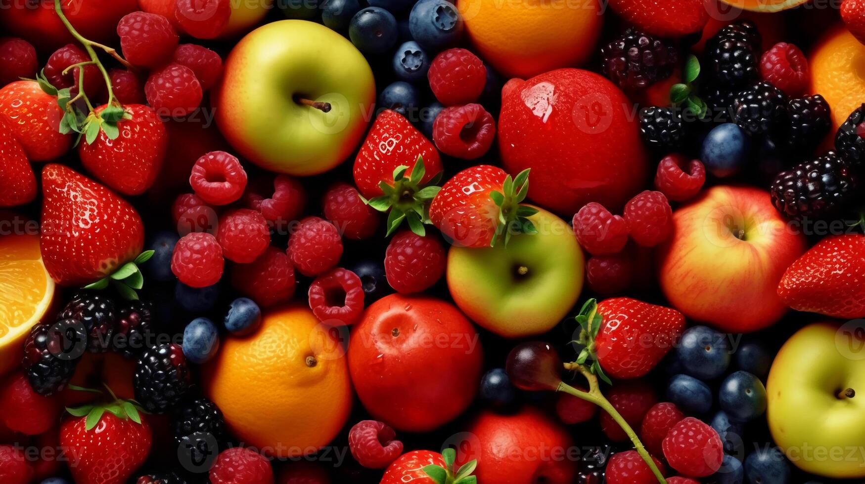 Juicy fruits top view background. photo