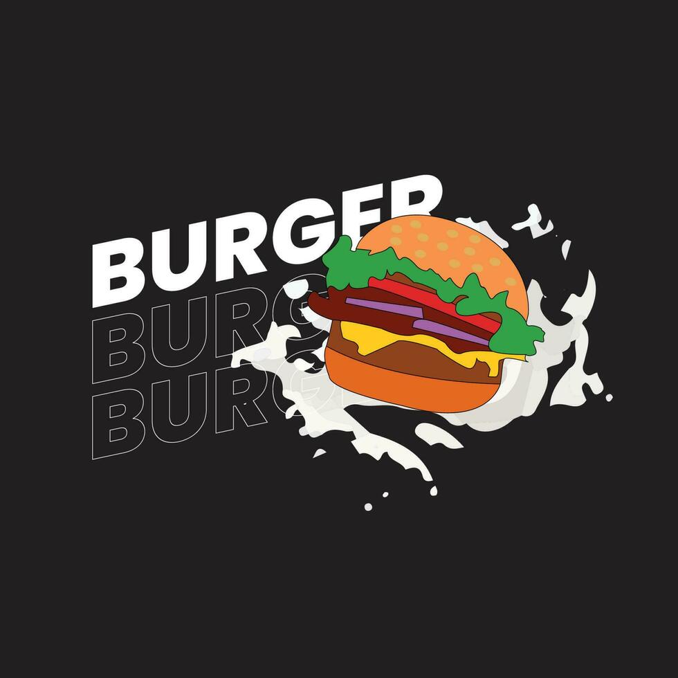 burger illustration t shirt design, modern t shirt design template. vector
