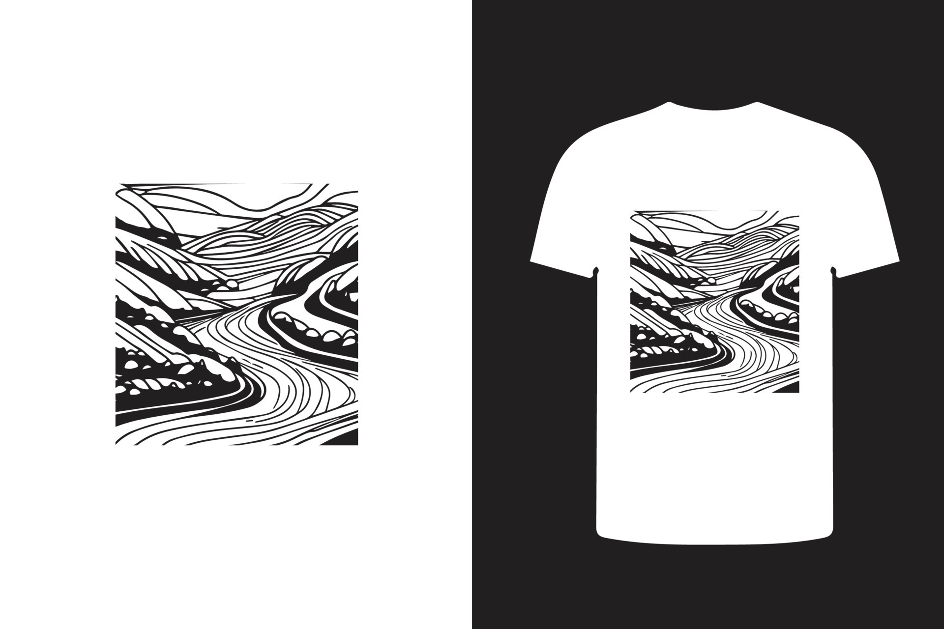 nature line art design t shirt, illustrative t shirt design 24192934