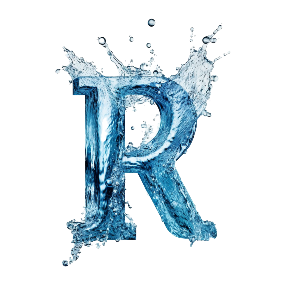 acqua lettera r ai generato png