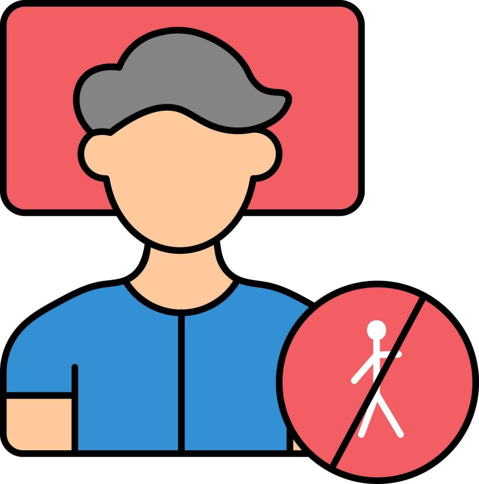 Flat Style Man Inability to Move Colorful Icon. vector