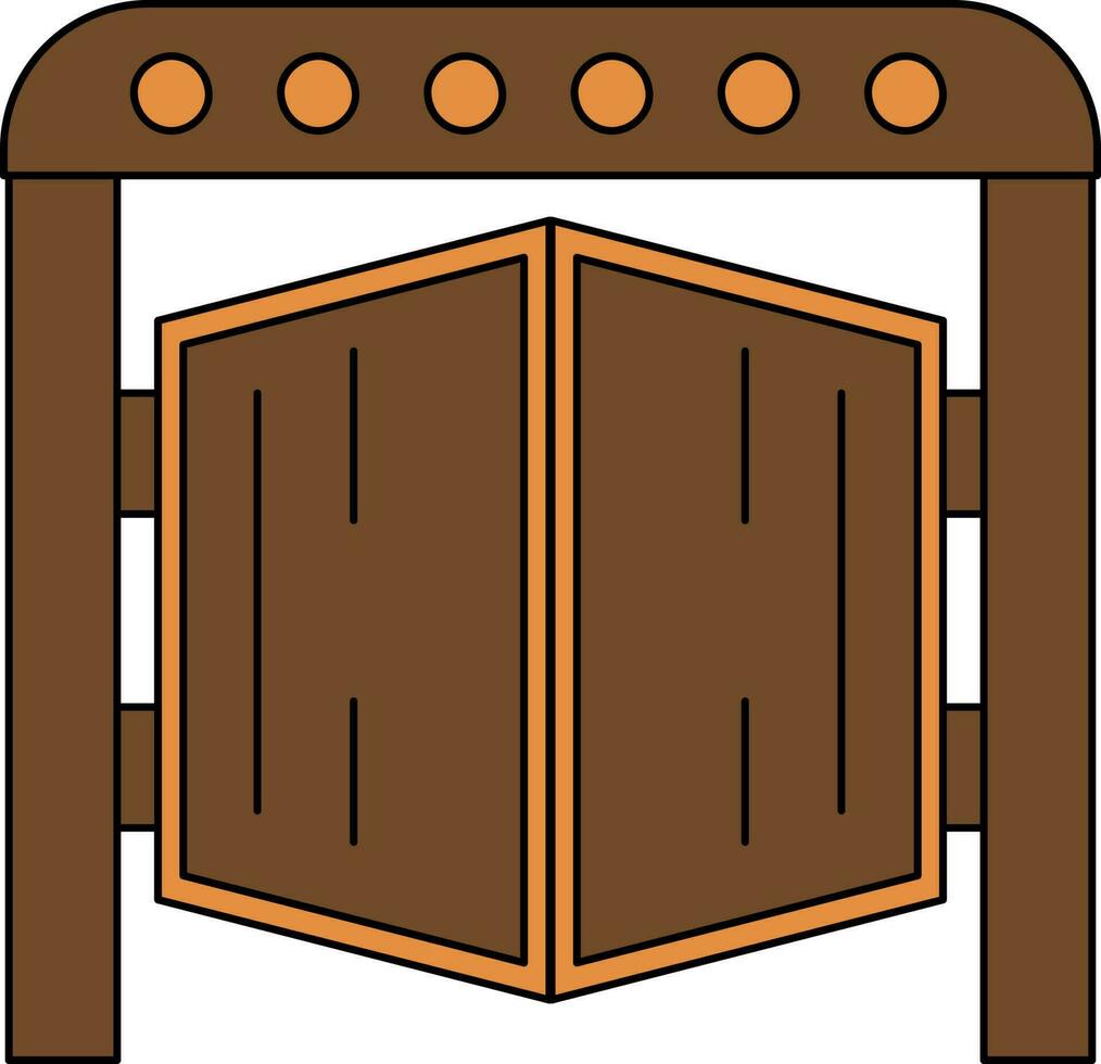 Stable Gate Icon In Brown And Orange Color. vector