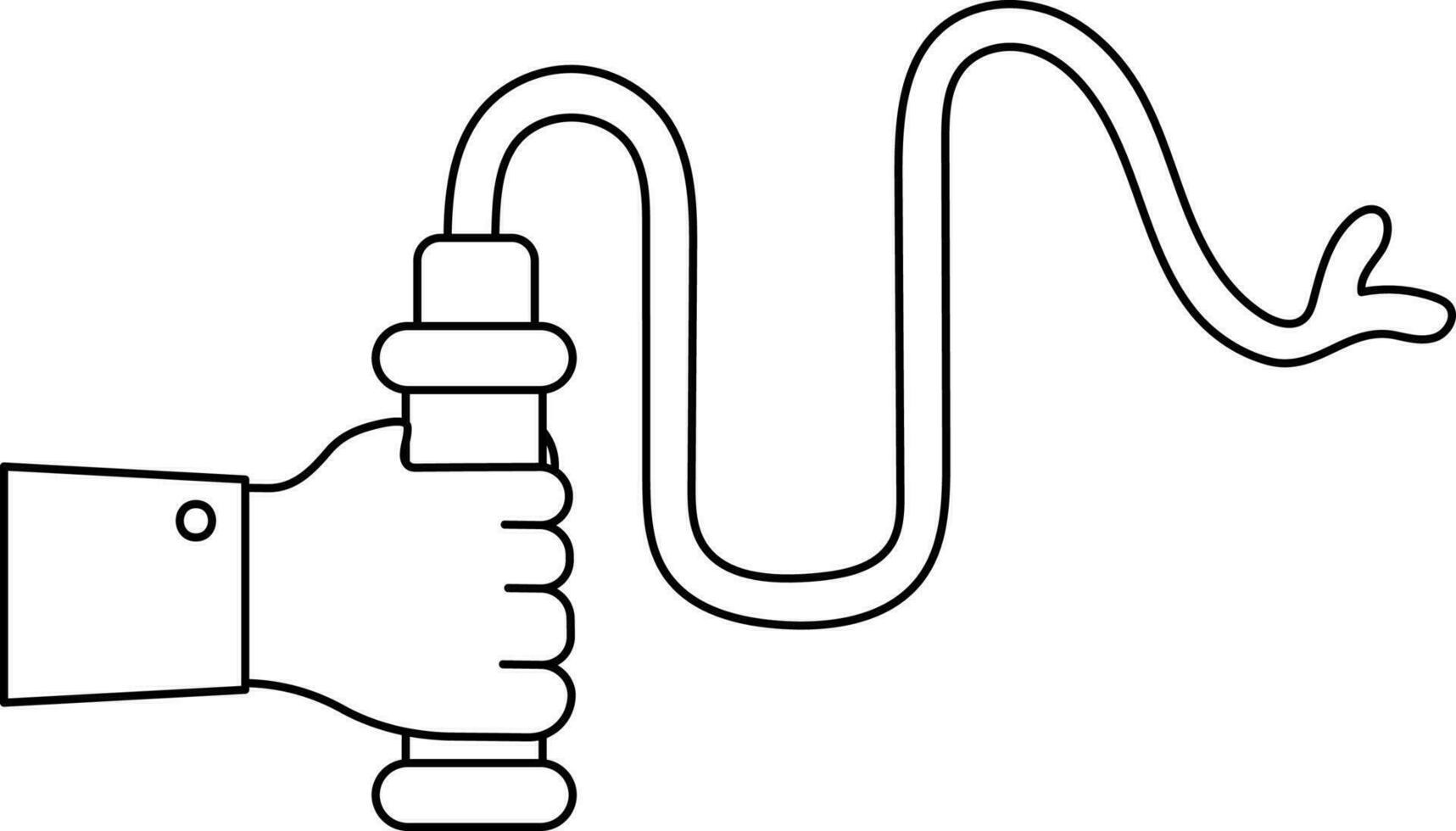 Hand Holding Whip Icon In Black Line Art. vector