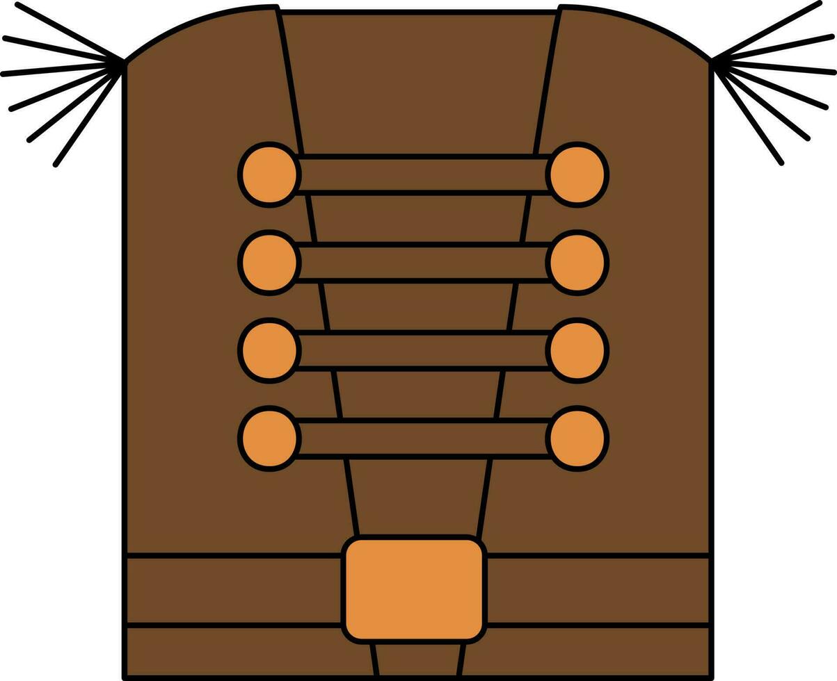 Cowboy Vest Icon In Brown And Orange Color. vector