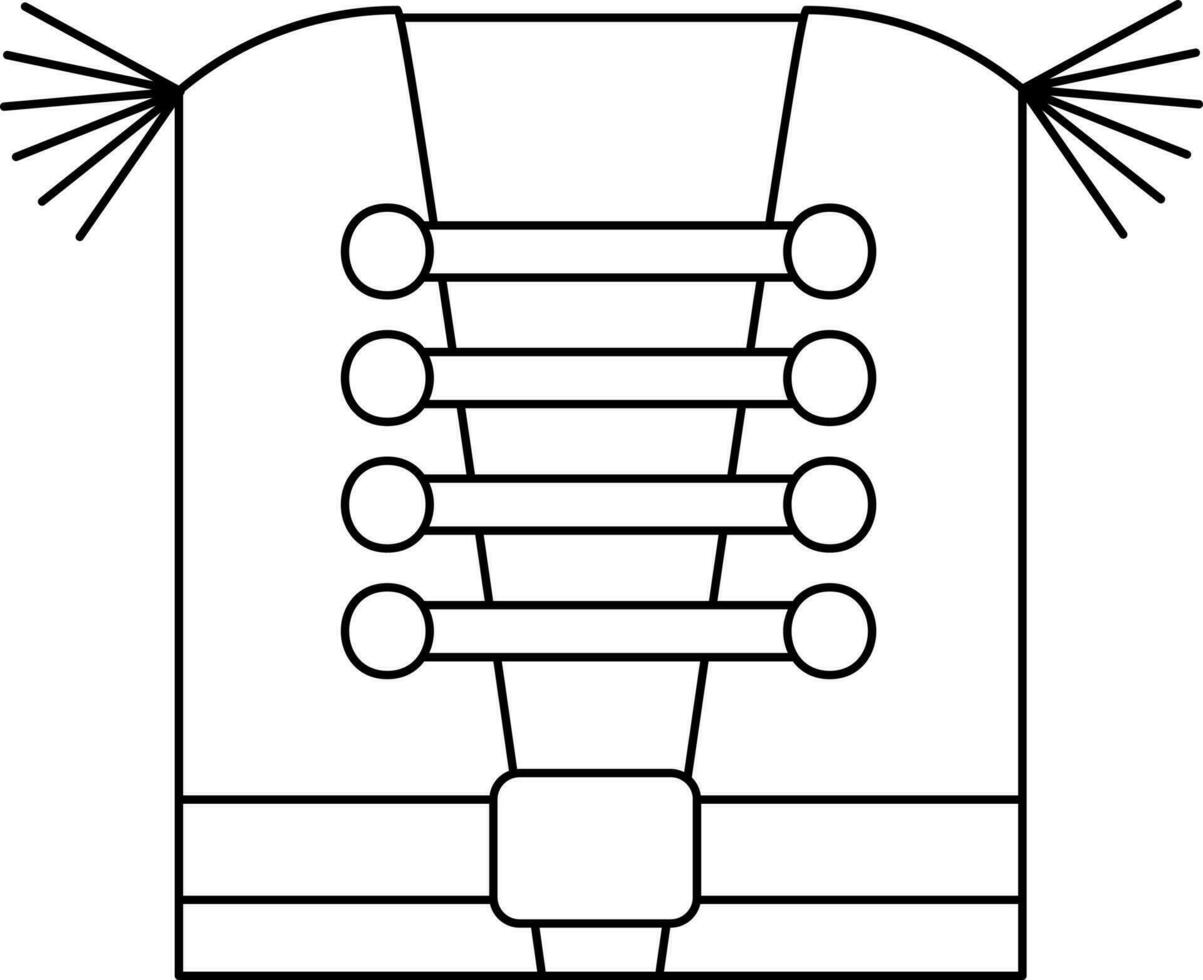 Cowboy Vest Icon In Black Outline. vector