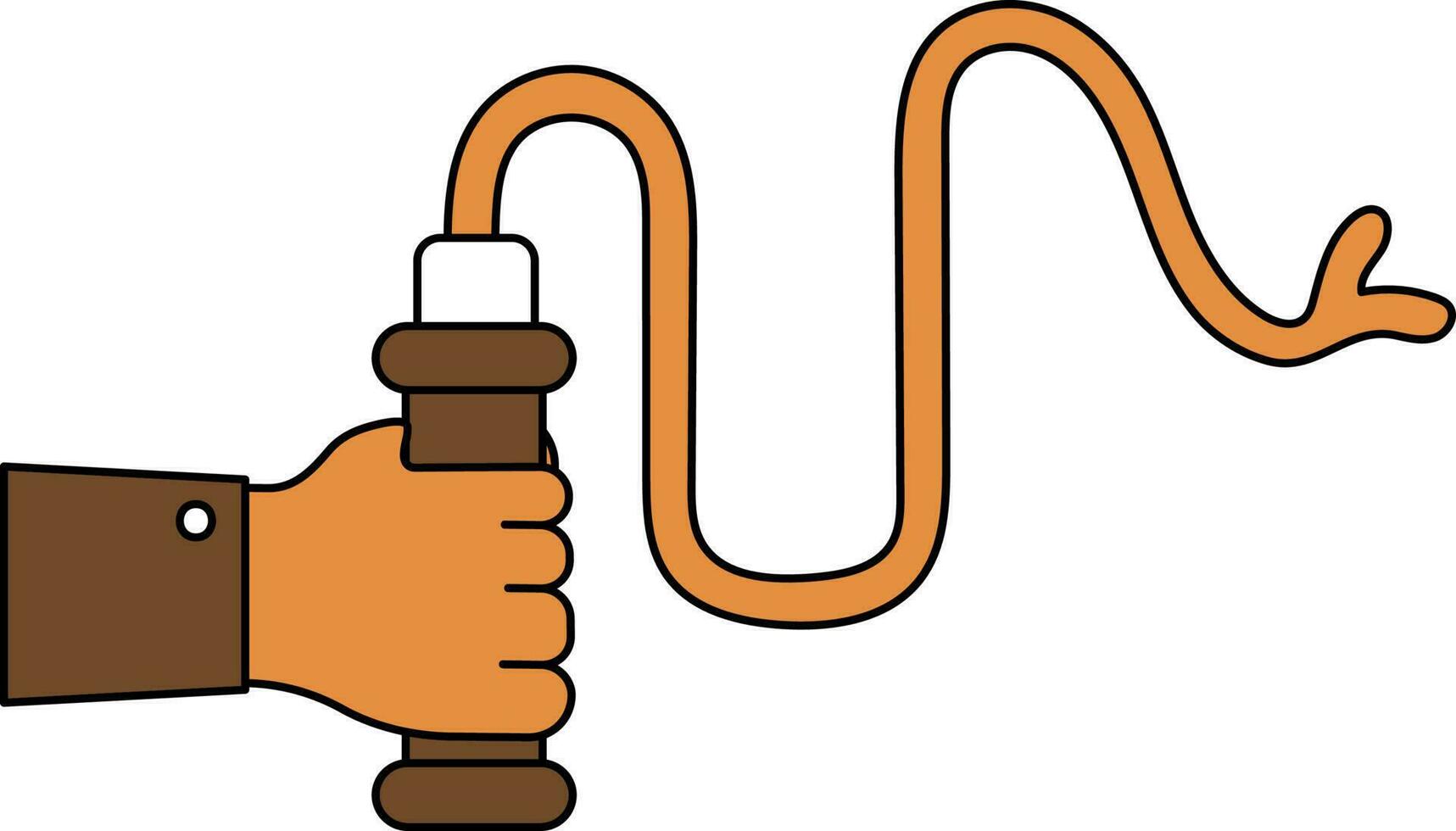 Hand Holding Whip Icon In Brown And Orange Color. vector