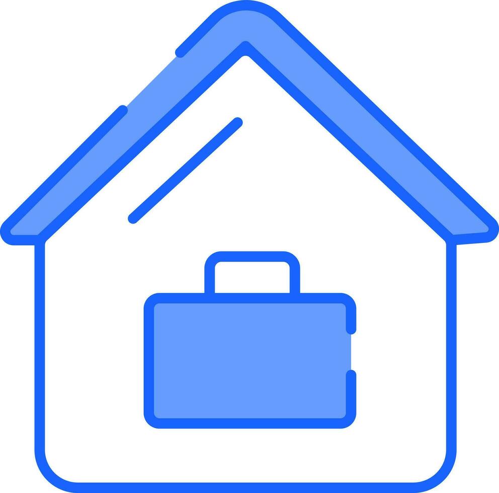 Home Office Icon In Blue And White Color. vector