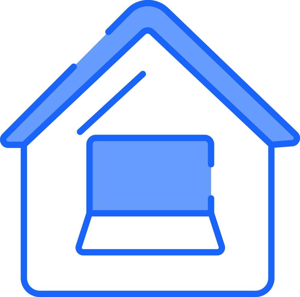 Work From Home Icon In Blue And White Color. vector