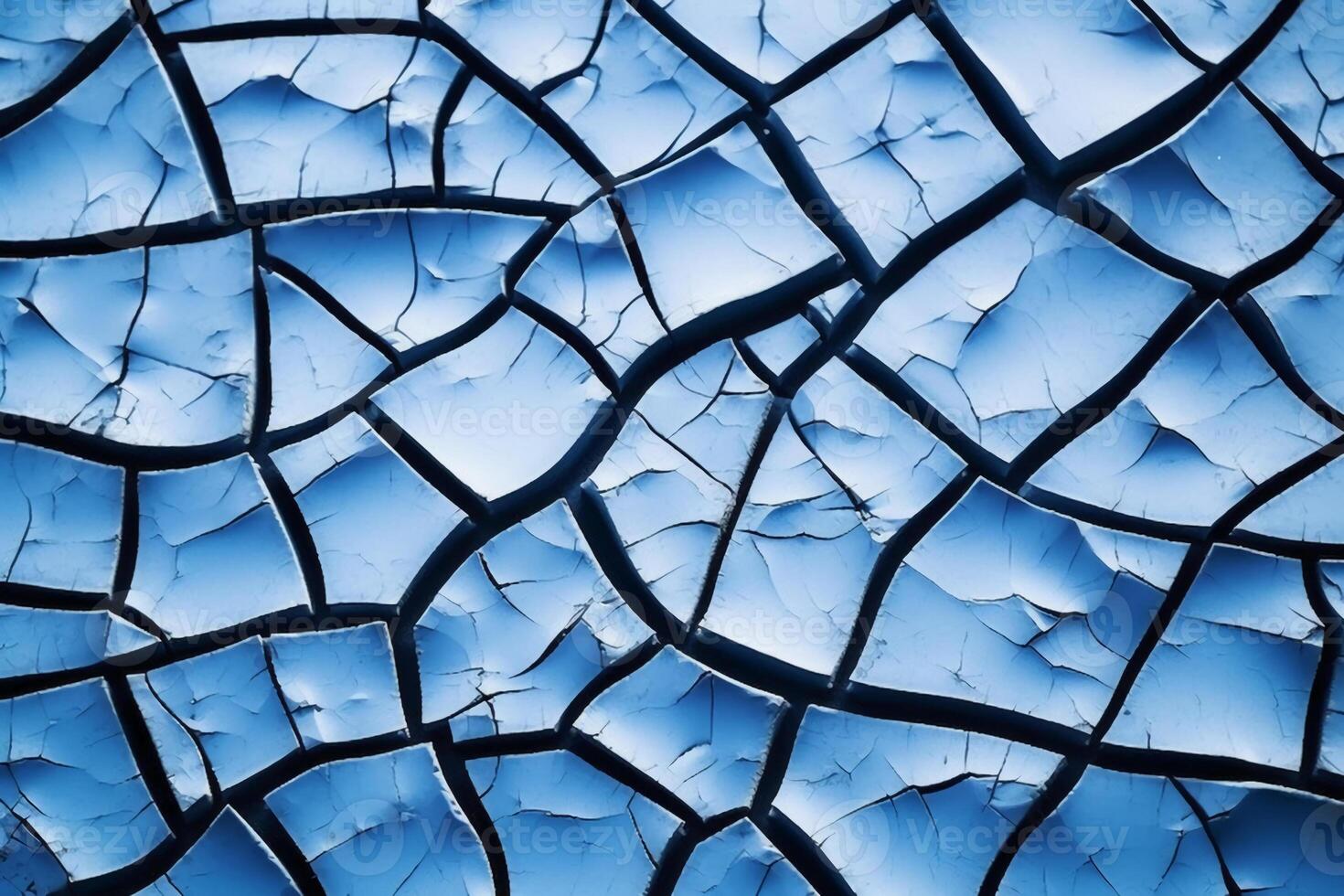 Ice winter floor cracks blue background. photo