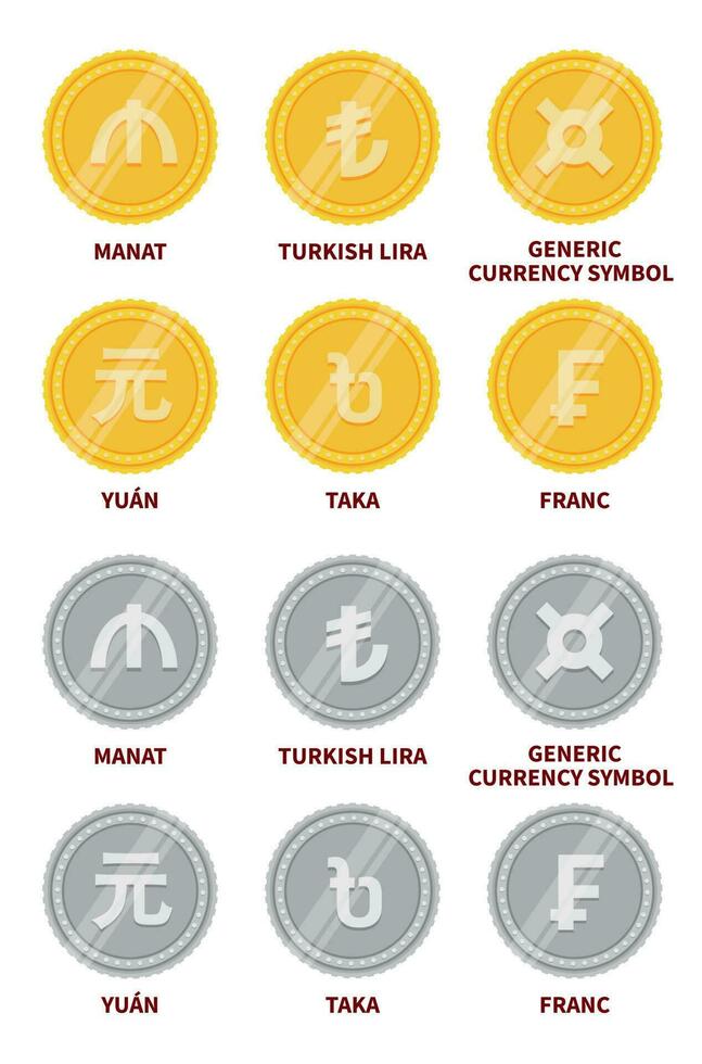Set of vector currency icons and symbols